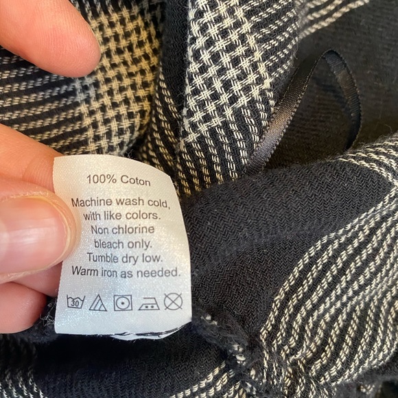 Madewell Off-Shoulder Plaid Blouse Black White - Picture 11 of 11